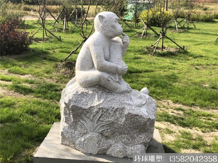 石雕猴子 石雕厂 石雕定制十二生肖石雕 公园十二生肖雕塑