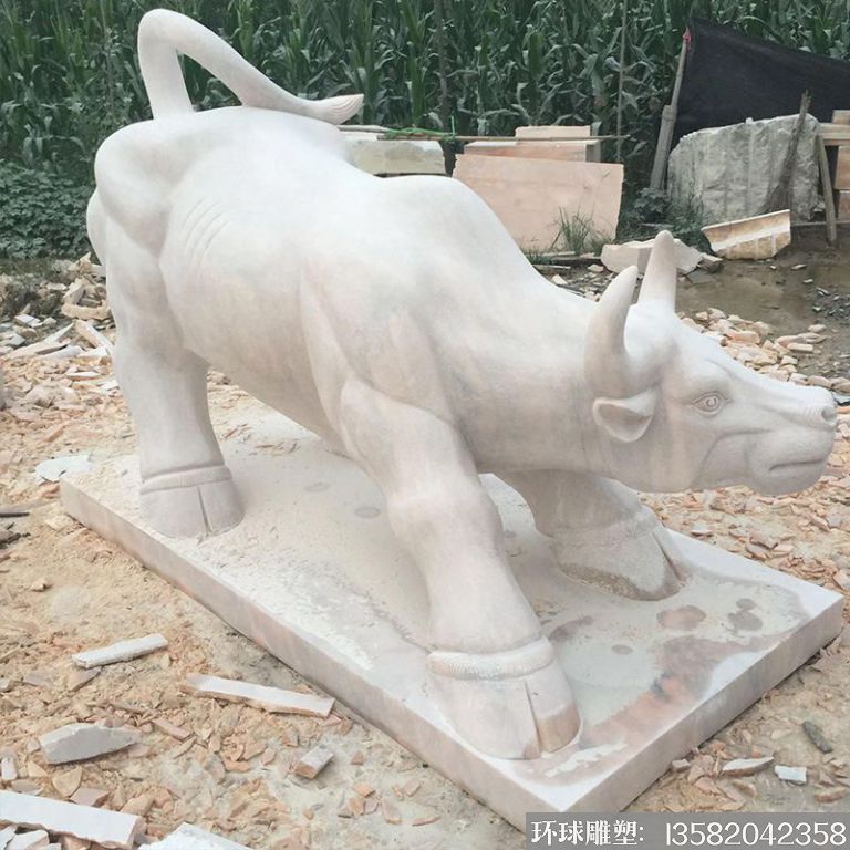 厂家生产定制晚霞红华尔街牛石雕 精致做工石牛 高品质石头雕刻动物雕塑4