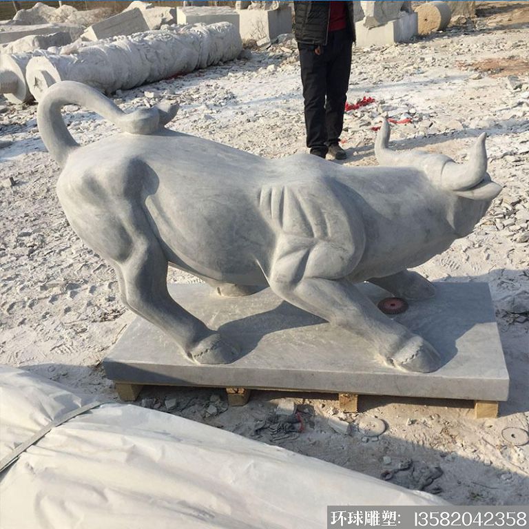 厂家生产定制晚霞红华尔街牛石雕 精致做工石牛 高品质石头雕刻动物雕塑3